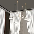 Modern White Chandelier with Four Light Shades and Gold Metal Hangers in Elegant Living Room