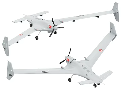 Two White Military Drone Models With Propellers And Extended Wings Design 3d model