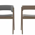 Modern Single Chair with Wooden Legs Fabric Seat and Curved Backrest