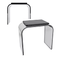 Sleek Modern Stool With Metal Frame Transparent Curved Design And Padded Seat