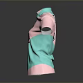 Turquoise and Pink Color Block T-shirt with Fentys Logo and Leaf Heart Pattern