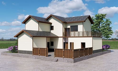 New Chinese Style Folk House Rural Folk House 3d model