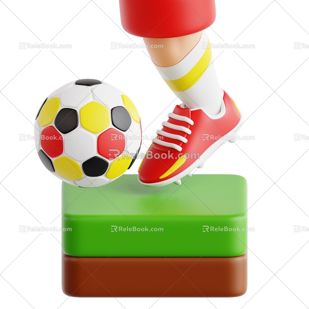 Modern football football shoes play football scene cartoon football 3d model