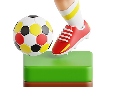 Modern football shoes play football scene cartoon football 3d model