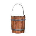 Rustic Wooden Decorative Bucket With Metal Handle For Home Ornamental