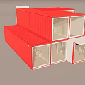 Modern Red Stacked Container Building With Large Windows For Boxmart Retail