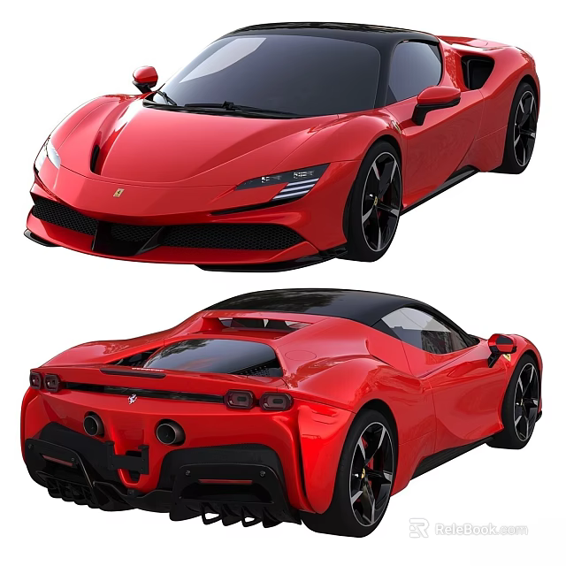 Red Sports Car Front And Rear View Design 3d model 