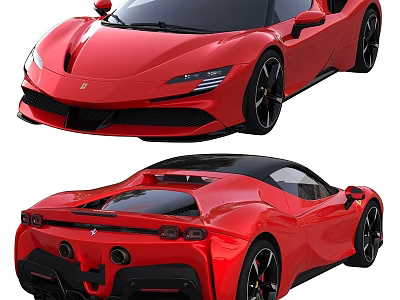 Red Sports Car Front And Rear View Design 3d model