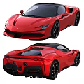 Red Sports Car Front And Rear View Design 3d model