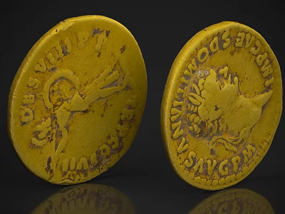 Vintage Yellow Circular Daily Living Items With Engraved Text And Patterns 3d model