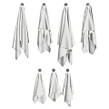 White Soft Towels Hanging On Wall Hooks In Modern Bathroom 3d model
