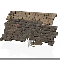 Modern Outdoor Stone Wall Structure Featuring Steps Platform And Shelf Design 3d model