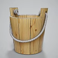 Wooden Bucket Ornamental Decor Set with Rope Handle for Home Decoration