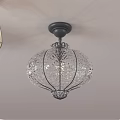 Ceiling Lights With Modern Round Vintage Glass Shade And Crystal Design