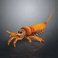 Prehistoric Orange Red Arthropod Creature With Long Tail And Sharp Pincers 3d model