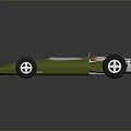 Green Yellow Striped Open Wheel Race Car with White Accents and Sleek Design