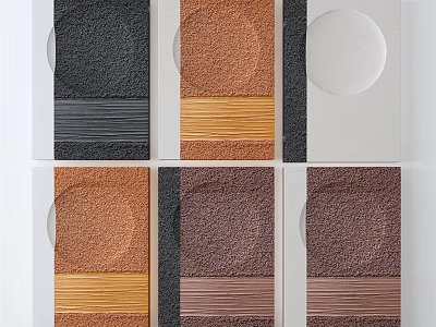 Modern Textured Wall Decor With Diverse Colors Circular Patterns And Striped Details 3d model
