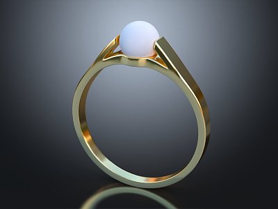 Modern Ring Pearl Ring 3d model