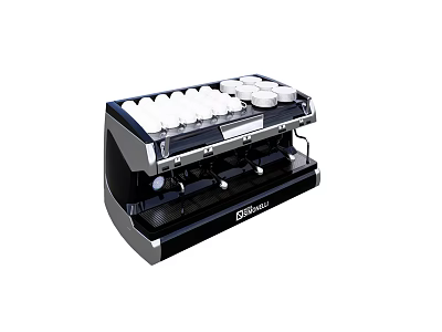 Modern Kitchen Coffee Machine With Multiple White Cups Neatly Arranged On Top As Essential Appliance 3d model
