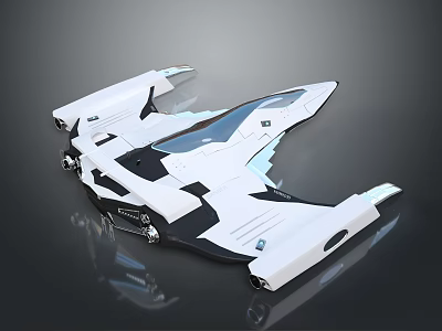 Futuristic Aerospace Spaceship Modern White Black Sleek Design With Advanced Cosmic Technology 3d model