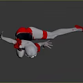 Woman With White Hair In Black And Red Outfit Doing Dancing Pose On Reflective Floor