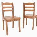Two Light Brown Wooden Dining Chairs With Simple Slatted Backrest Design
