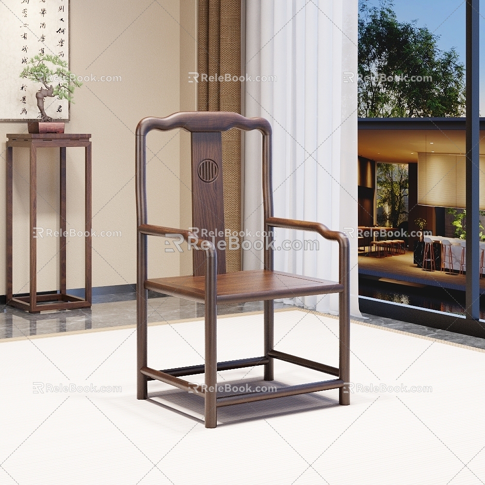 New Chinese Tea Room Tea Table and Chair Leisure Chair 3d model