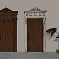 Classical Security Doors With Intricate Carved Frames And Wood Grain Surfaces