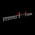 Modern Cable Stayed Bridge Featuring Red Cables And White Piers Structure 3d model