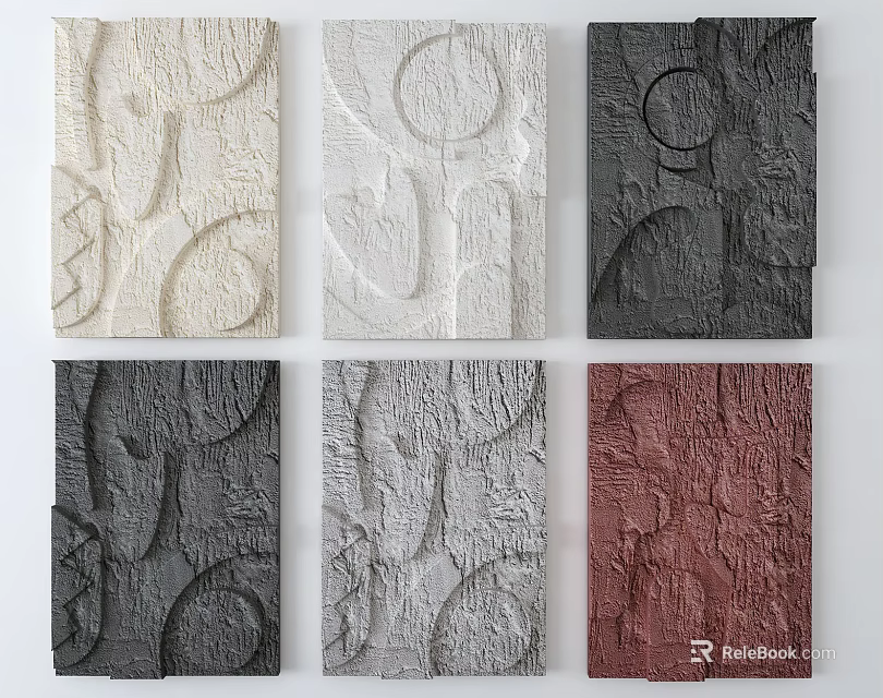 Stylish Wall Decor With Various Colors And 3D Textured Abstract Patterns 3d model