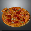Delicious Pepperoni Pizza With Green Peppers Mushrooms Melted Cheese And Crispy Crust