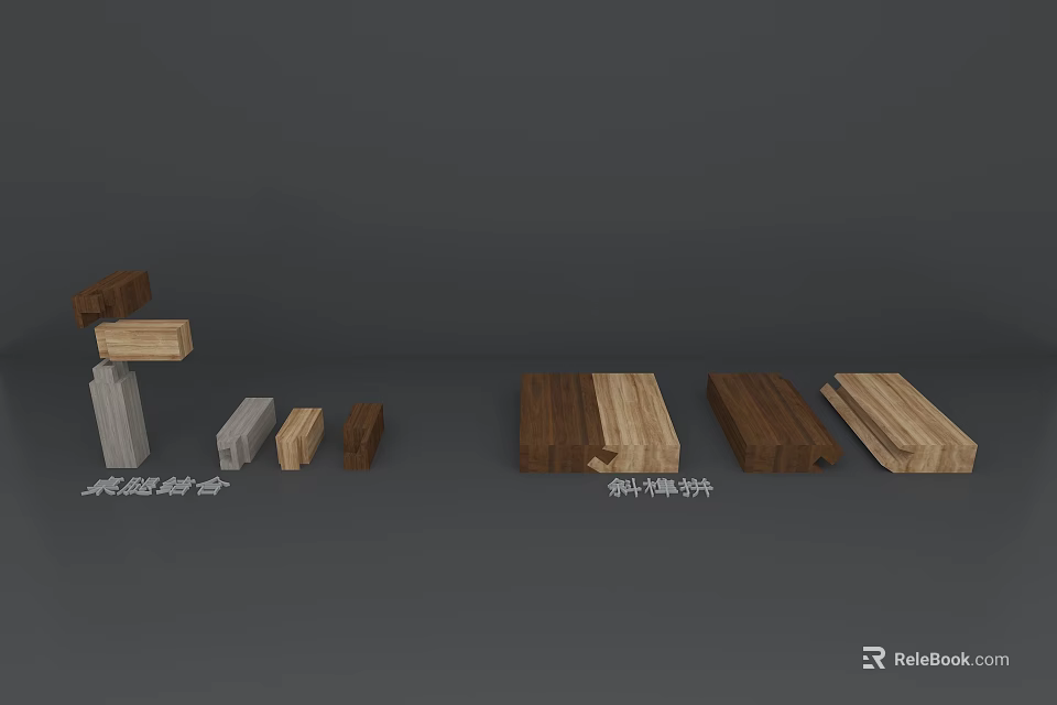Assorted Wooden Blocks with Various Colors and Textures on 3d model