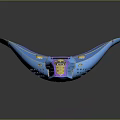 Futuristic Blue And Purple Aircraft With Wing Shaped Structure Solar Panel And Golden Accents