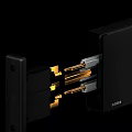 Black Metal Sliding Rail Component With Golden Pins And White Connectors