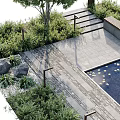 Serene Water Fountain With Lily Pads Water Lilies Stone Path And Greenery