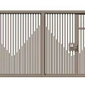 Modern Entrance Gate With Vertical Slats Design And Integrated Access Control Panel 3d model
