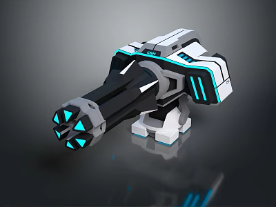 Futuristic Sci Fi Weapon With Black White And Blue Glowing Mechanical Structure 3d model