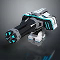 Futuristic Sci Fi Weapon With Black White And Blue Glowing Mechanical Structure 3d model