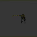Realistic Dinosaur Model With Yellow And Black Striped Skin And Open Mouth