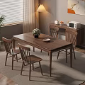 Quiet Ancient Style Dining Table and Chair Combination Solid Wood Dining Table and Chair Rectangular Dining Table for Four Solid Wood Dining Chair Sideboard 3d model