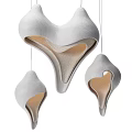 Modern Organic Shaped Chandeliers With Matte Beige Gray Finish And Metallic Accents For Interior Decor