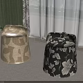 Stylish Sofa Stools With Beige Abstract Pattern And Black Floral Design For Home Decor