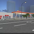 China National Petroleum Modern Petrol Station With Multiple Fuel Pumps Bright Lighting And White Car