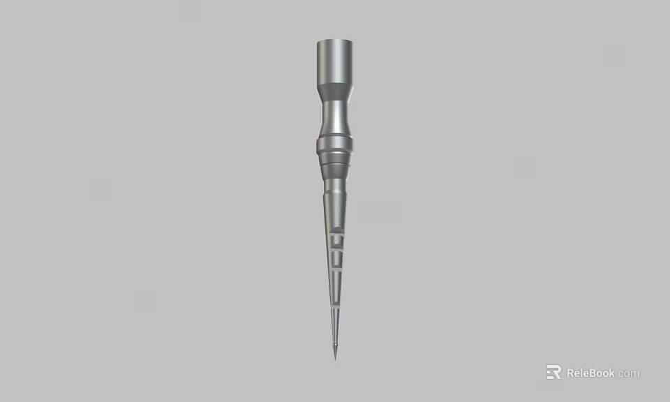 Stainless Steel Precision Medical Instrument With Stepped Cylindrical Design And Sharp Tip 3d model 