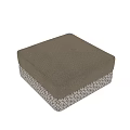 Beige Upholstered Ottoman with Geometric Pattern Base and Modern Design