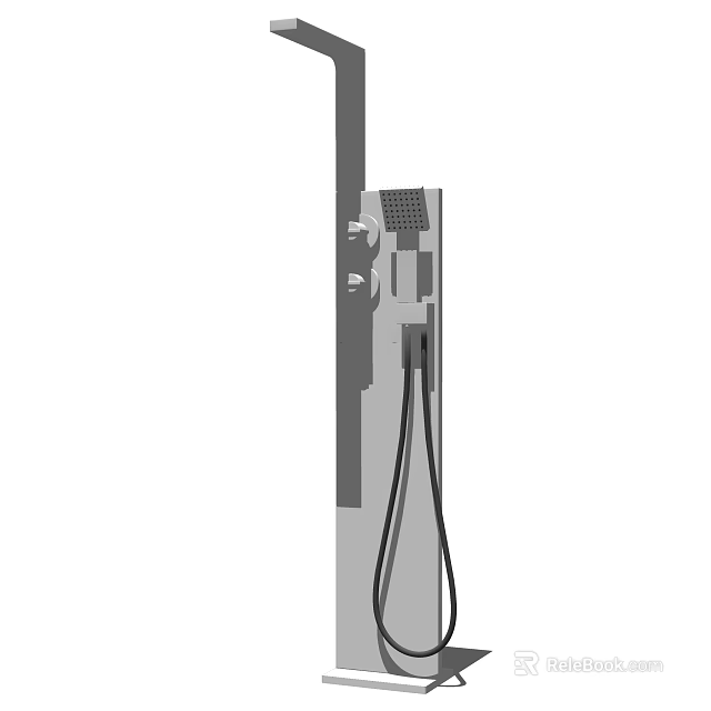 Elegant Modern Wall Mounted Shower System Design With Handheld Overhead Heads And Control Knobs 3d model 
