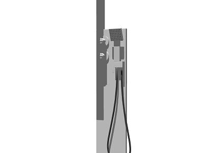 Elegant Modern Wall Mounted Shower System Design With Handheld Overhead Heads And Control Knobs 3d model