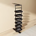 Sleek Modern Kitchen Cabinet Featuring Multi Tier Storage Shelves And Black Finish