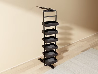 Sleek Modern Kitchen Cabinet Featuring Multi Tier Storage Shelves And Black Finish 3d model