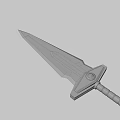 Futuristic Fantasy Sword With Blue Glowing Gem Metal Hilt Guard And Black Handle